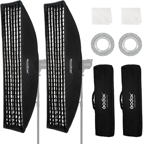Miniatura 10 de Godox FW22x90CM / 9"x36" Bowens Mount Strip Honeycomb Grid Softbox, caja suave portátil con anillo de velocidad Bowens, softbox con rejilla