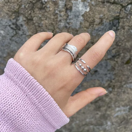 Miniatura 5 de Anillo de ansiedad de plata de ley 925 con cuentas, anillos giratorios para mujeres, anillos de ansiedad para la preocupación