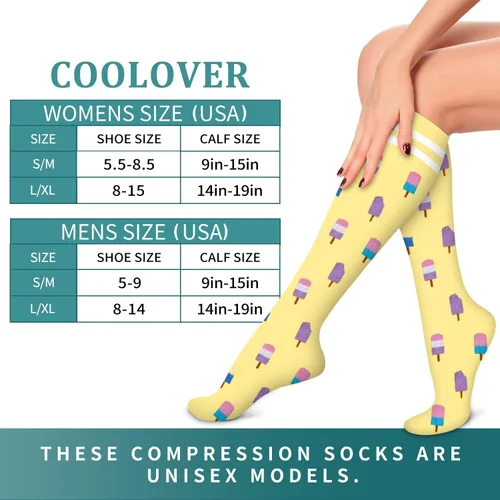 Miniatura 7 de COOLOVER Calcetines de compresión para mujeres y hombres, ideales para circulación, correr, atletismo, recuperación, enfermera, viajes