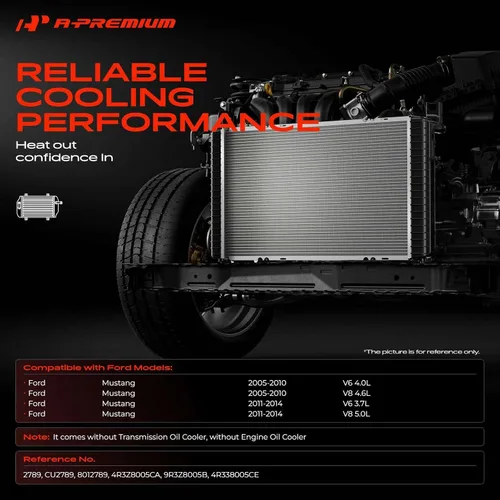 Miniatura 2 de A-Premium Conjunto de radiador de refrigerante del motor compatible con Ford Mustang 2005 2006 2007 2008 2009 2010 2011 2012 2013 2014, 3.7L 4.0L