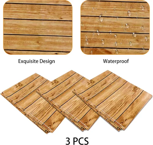 Miniatura 3 de PHOGARY Mantel rectangular con estampado de madera de grano de madera, 3 piezas, para decoración rústica, boda, baby shower, mantel rectangular