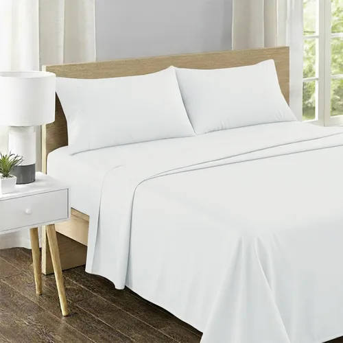 Miniatura 5 de Feather & Stitch - Juego de sábanas de cama tamaño completo de damasco de 500 hilos, sábanas 100% algodón suaves y transpirables, 4 piezas