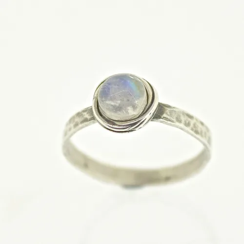 Miniatura 24 de Anillo de plata de ley con piedras preciosas para mujer, anillo apilable de piedra martillada, anillo de piedra natal
