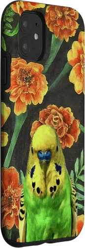 Miniatura 3 de iPhone 11 Budgie Orange Yellow Marigolds Vintage Flower Pattern Case
