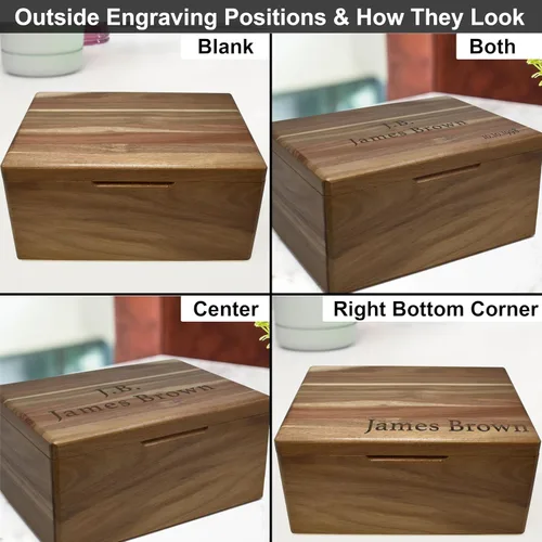 Miniatura 3 de Caja de madera grabada personalizada grande – Caja de recuerdo de madera de acacia con mensaje oculto personalizado, cajas de memoria de nogal