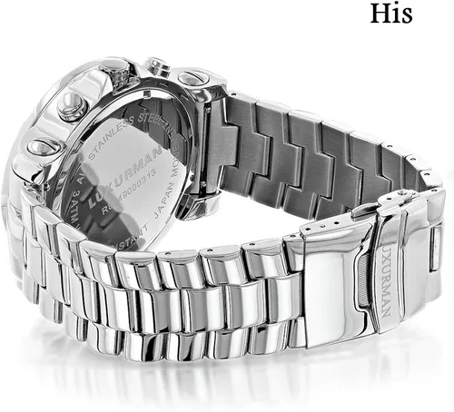 Miniatura 2 de LUXURMAN Juego de relojes de diamante de gran tamaño a juego para él y ella de 0.55 ct, Cronógrafo