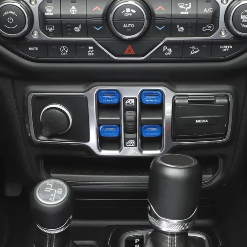 Miniatura 12 de Jimen Compatible con Jeep Wrangler JL JLU 2018-2023 y Jeep Gladiator JT 2020-2023, 4 piezas de cubierta de interruptor de botón de ventana