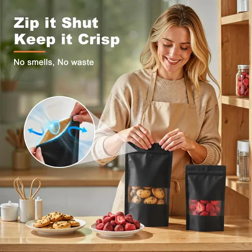 Miniatura 5 de FireKylin 100 bolsas resellables, bolsas de papel con ventana mate para pequeñas empresas, cremallera y bolsas sellables con calor para embalaje