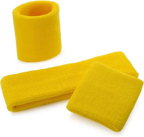 Miniatura 60 de ONUPGO - Conjunto de diadema y muñequeras deportivas para el sudor, hechas de algodón con bucles, muñequeras, contra humedad