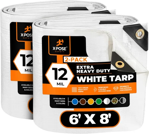 Miniatura 118 de Lona protectora Xpose Safety multiusos, de poliéster blanco, resistente, resistente al agua, resistente a la intemperie, resistente a rasguños