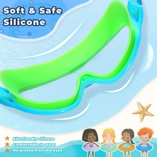 Miniatura 4 de Keary - Paquete de 2 gafas de natación para niños de 3 a 15 años, protección ultravioleta, antivaho, para piscina, agua, para niños, niñas, jóvenes