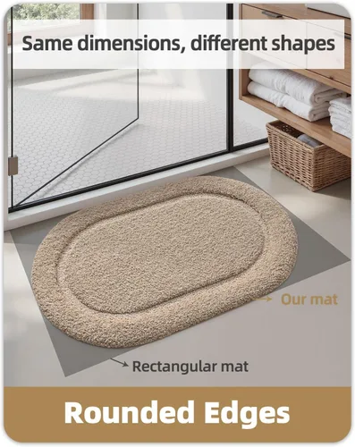 Miniatura 8 de Color&Geometry Alfombra de baño pequeña color beige de 15 x 23 pulgadas, antideslizante, absorbente, suave, lavable, tapete de baño grueso, tapete
