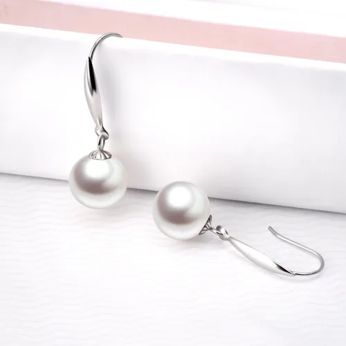 Miniatura 5 de Aretes de oro de 18 quilates para mujer, perlas de agua dulce cultivadas, aretes colgantes de joyería fina, 0.315 in