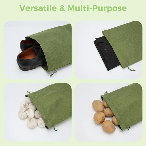 Miniatura 4 de Tapleap Bolsas de arpillera con cordón – 10 bolsas de regalo verdes de 12 x 16 pulgadas para envolver regalos, ropa, desinfectante de manos, panes