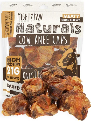 Huesos Naturales para Perros de Mighty Paw - Rodillas de Vaca y Huesos de Nudillo para Perros (Paquete de 8) | 100% Rodilleras Naturales de Res,