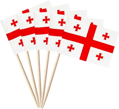 Miniatura 37 de stidsds 100 banderas de Albania con palillos de dientes de Albania, mini adornos pequeños para cupcakes albaneses, banderas de palo para fiesta
