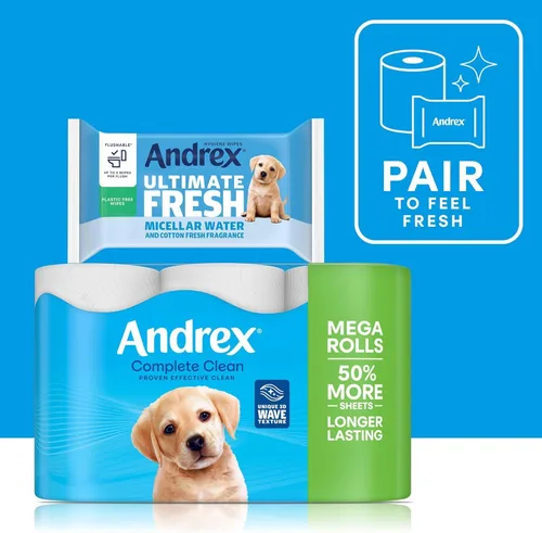 Miniatura 3 de Andrex Classic Clean Mega - Rollo de papel higiénico, 36 rollos Mega XL, rollo de inodoro de la misma calidad, dura aún más, 36 Mega rollos