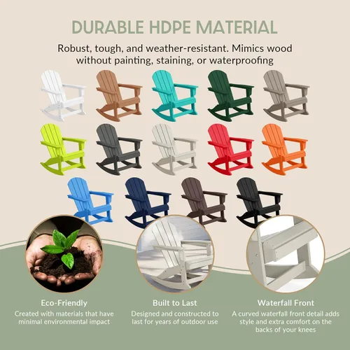 Miniatura 45 de WestinTrends Silla mecedora Malibu de poliéster para exterior/patio Adirondack, Negra