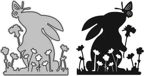 Miniatura 4 de Troqueles de metal de conejo de Pascua, lindo conejo beso, mariposa, marco de animales, plantillas de manualidades, tarjetas de corte, troqueles