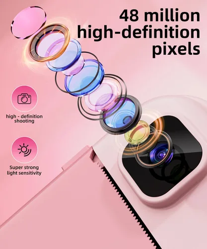Miniatura 3 de Cámara de impresión instantánea para niños y niñas, cámaras HD de 48 MP con video de 1080P, papel de impresión, tarjeta de 32 GB, cepillo, regalos