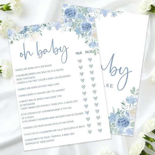 Miniatura 11 de Baby in Bloom - Juegos de baby shower, decoración de juegos de bingo floral azul primavera, ideas de favores de fiesta, suministros de fiesta