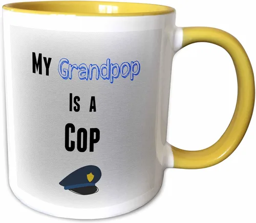 Miniatura 12 de brooklynmeme Sayings – Mi grandpop es un Cop Frase De Color Azul Con Fondo Gris – Tazas, Negro/Blanco
