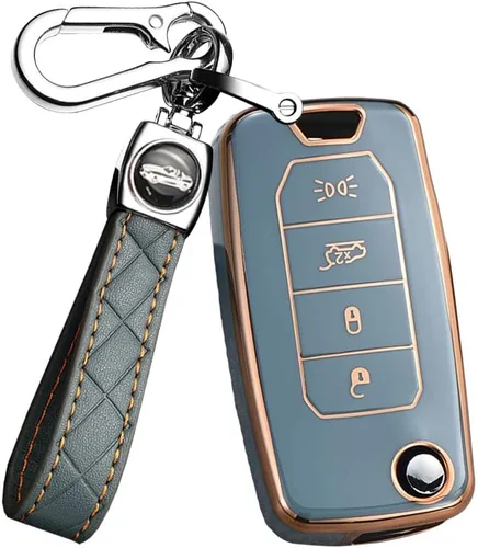 Miniatura 11 de ontto Funda para llavero de TPU para Jeep Renegade 2015-2020 con control remoto abatible, elegante funda para llavero de automóvil, funda para beige