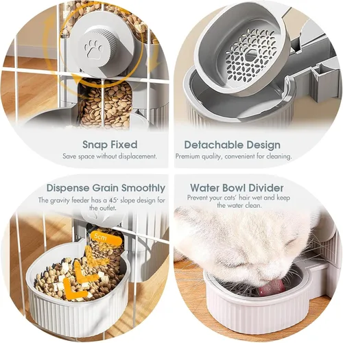 Miniatura 6 de Yummy Sam Jaula colgante dispensador automático de botellas de agua para mascotas pequeñas, alimentador automático desmontable de gravedad de 1.2 L