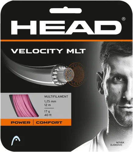 HEAD - Juego de cuerdas para raqueta de tenis Velocity MLT 40' Multifilamento Rosa