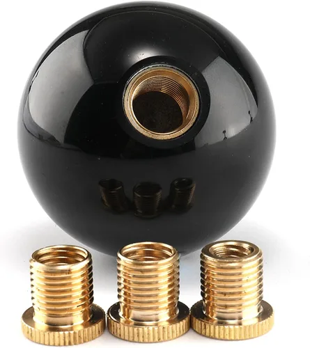 Miniatura 8 de Pomo de palanca de cambios redondo de bola de 5 y 6 velocidades de fibra de carbono para vehículos manuales y automáticos con adaptadores M12x1.25