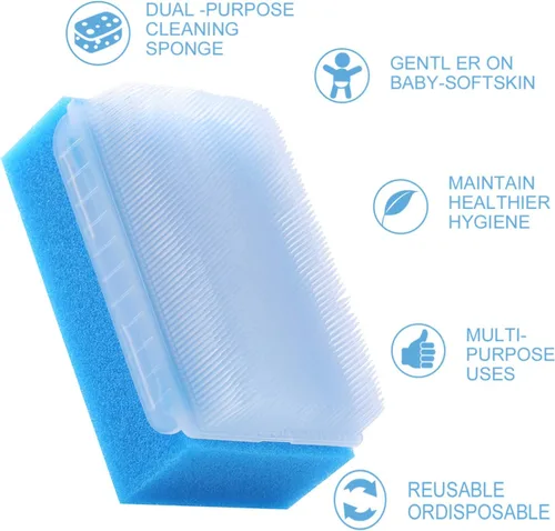 Miniatura 6 de Cepillo de esponja para el baño del bebé, limpieza del cuerpo, el cabello y el cuero cabelludo, suave para la piel sensible de los bebés y niños