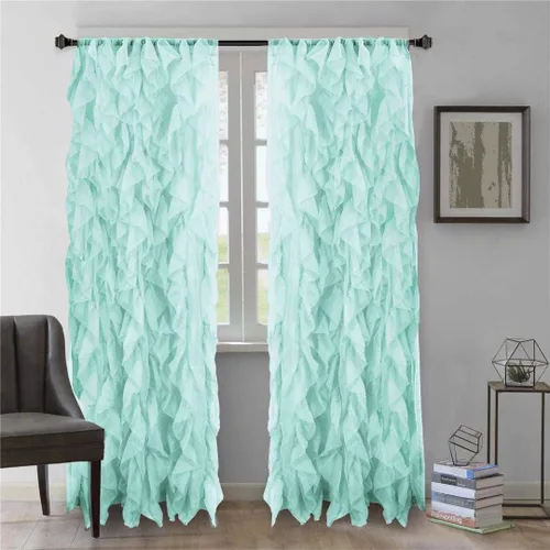 Miniatura 7 de 1 pieza cenefa transparente con volantes en cascada beige estilo Shabby Chic (50" x 16")
