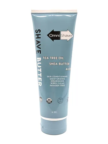 OmniShaver Shave Butter - Crema de afeitar hidratante para hombres y mujeres | Fórmula para piel sensible | Tamaño de viaje 6 onzas | Aloe, árbol de