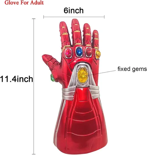Miniatura 3 de Iron Man - Guante de guantelete infinito con luz LED de piedra infinita con gema magnética extraíble para adultos Rojo