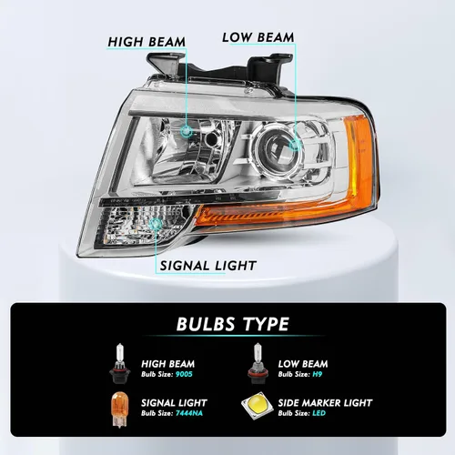 Miniatura 2 de TUSDAR Conjunto de faros delanteros con bombillas para Ford Expedition 15, 16, 17, lado izquierdo del conductor, repuesto de faros delanteros