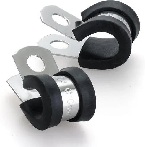 Miniatura 9 de 10 abrazaderas de cable de acero inoxidable 304 de 2 pulgadas con cojín recubierto de goma, abrazaderas de alambre aisladas para instalación