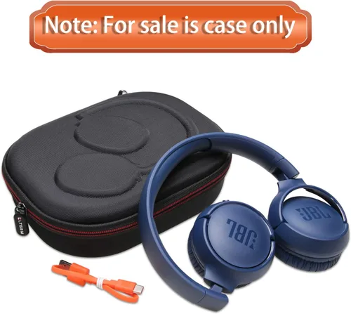 Miniatura 7 de LTGEM - Funda rígida de EVA para JBL Live 770NC/660NC/650BT/460NC/670NC/400BT/500BT y JBL Tune 7. Exterior negro + naranja