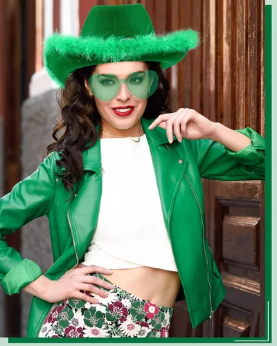 Miniatura 5 de Sombrero de vaquero Boa con lentes de sol de corazón, sombrero de vaquero Boa, sombrero de vaquero para mujer y niña, disfraz de fiesta occidental
