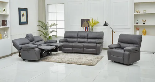 Miniatura 2 de Betsy Furniture Juego de sofá reclinable eléctrico de microfibra para sala de estar, 8007 (gris, sofá eléctrico+sofá biplaza)