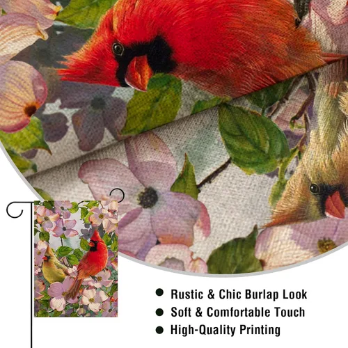 Miniatura 3 de Artofy Cardinal Spring - Bandera decorativa para el hogar, jardín, patio, césped, verano, decoración de bienvenida de verano, pájaros rojos