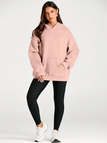 Miniatura 195 de Trendy Queen - Sudaderas extragrandes con capucha para mujer, suéteres de manga larga, sin botones, de vellón, de otoño, ropa de invierno