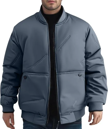 Miniatura 8 de Chaquetas acolchadas para hombre, cálidas, con cremallera, casual, chaqueta bomber softshell gruesa cortavientos, chaqueta universitaria, abrigos