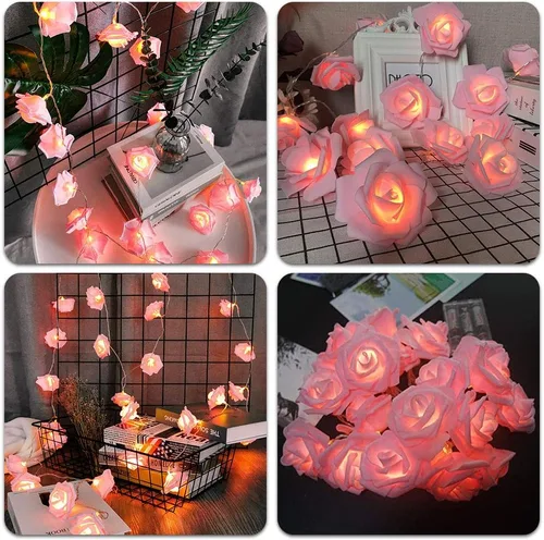 Decoraciones para el día de la madre, luces de rosas, decoración del día de la madre, guirnalda de luces de flores, cumpleaños, San Valentín, boda,