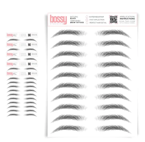 Miniatura 64 de 5 paquetes de tatuajes temporales para cejas, adhesivos impermeables para cejas, tatuajes falsos para el cabello tipo pelar de transferencia