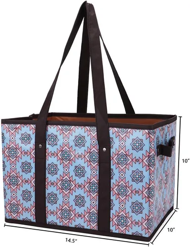 Miniatura 7 de Foraineam Juego de bolsas reutilizables para comestibles, bolsas de compras plegables y resistentes con fondo reforzado Multicolor / paquete de 3