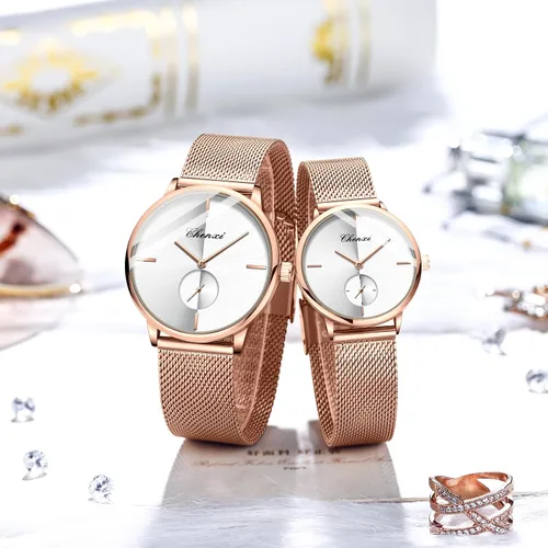 Miniatura 6 de MASTOP Couple Watches Men and Women Pair Quartz Watches Casual Stainless Steel Mesh Strap Fashion Watches