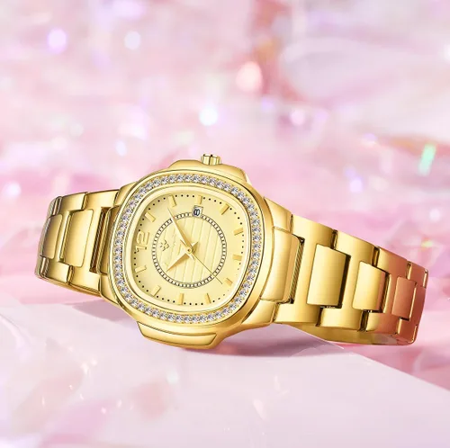 Miniatura 5 de Relojes de mujer moda esfera cuadrada acero inoxidable impermeable fecha diamante señoras vestido relojes de pulsera