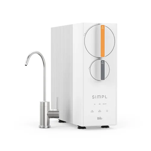 Sistema de Filtro de Agua sin Tanque Brio SIMPL de Ósmosis Inversa para Agua Potable Limpia | Filtración RO de 0.0001 Micrones de 4 Etapas Bajo el