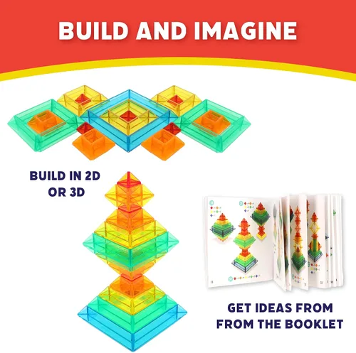 Miniatura 3 de Popular Playthings Sakkaro - Juguete apilable de geometría, rompecabezas de construcción de formas coloridas, regalo de aprendizaje para niños a