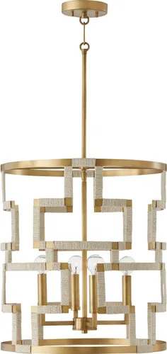 Miniatura 8 de Capital Lighting 241031NL Hala - Lámpara de techo convertible con tambor de yute natural blanqueado inspirado en llave griega, 3 luces, 180 vatios